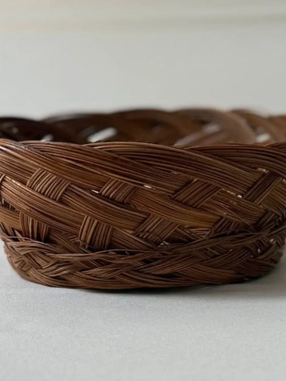 Set of Three 1970s Hand-Woven Rattan Baskets